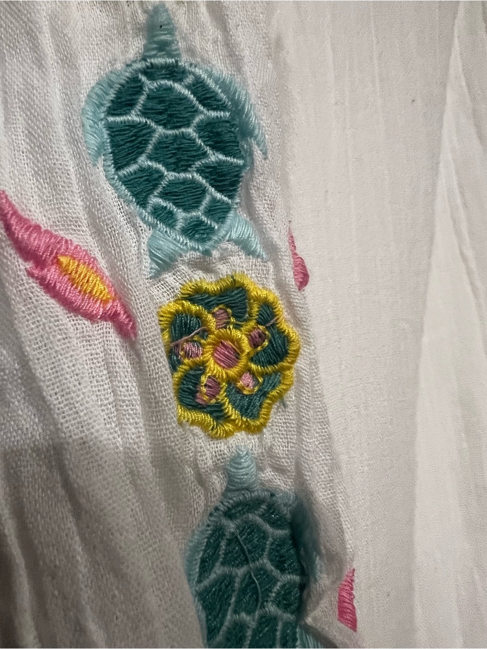 Simply Southern White Tiered Dress with Multicolor Embroidery 100% Cotton - Picture 6 of 10